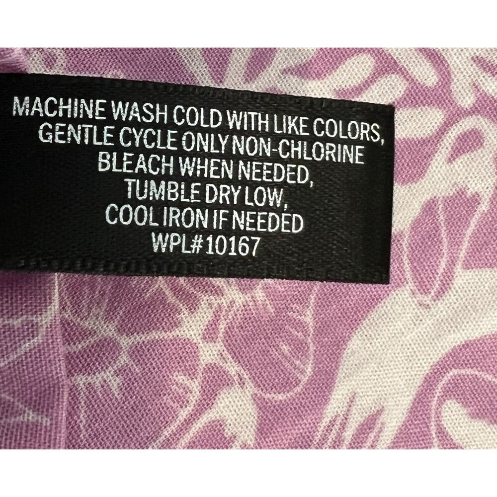 Aqua Women’s Top Small Size Floral Print Tassel Tie 100% Cotton Purple White - Picture 9 of 9